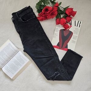Zara High Rise Distressed Skinny Jeans Washed Black Size 8